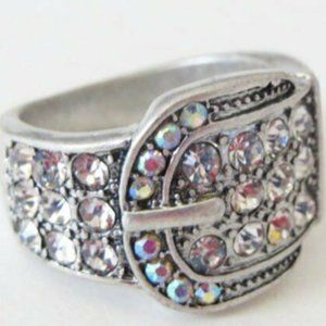 PD-66 Premier Designs Jewelry Buckle Up Ring in Antiqued Silver RV53